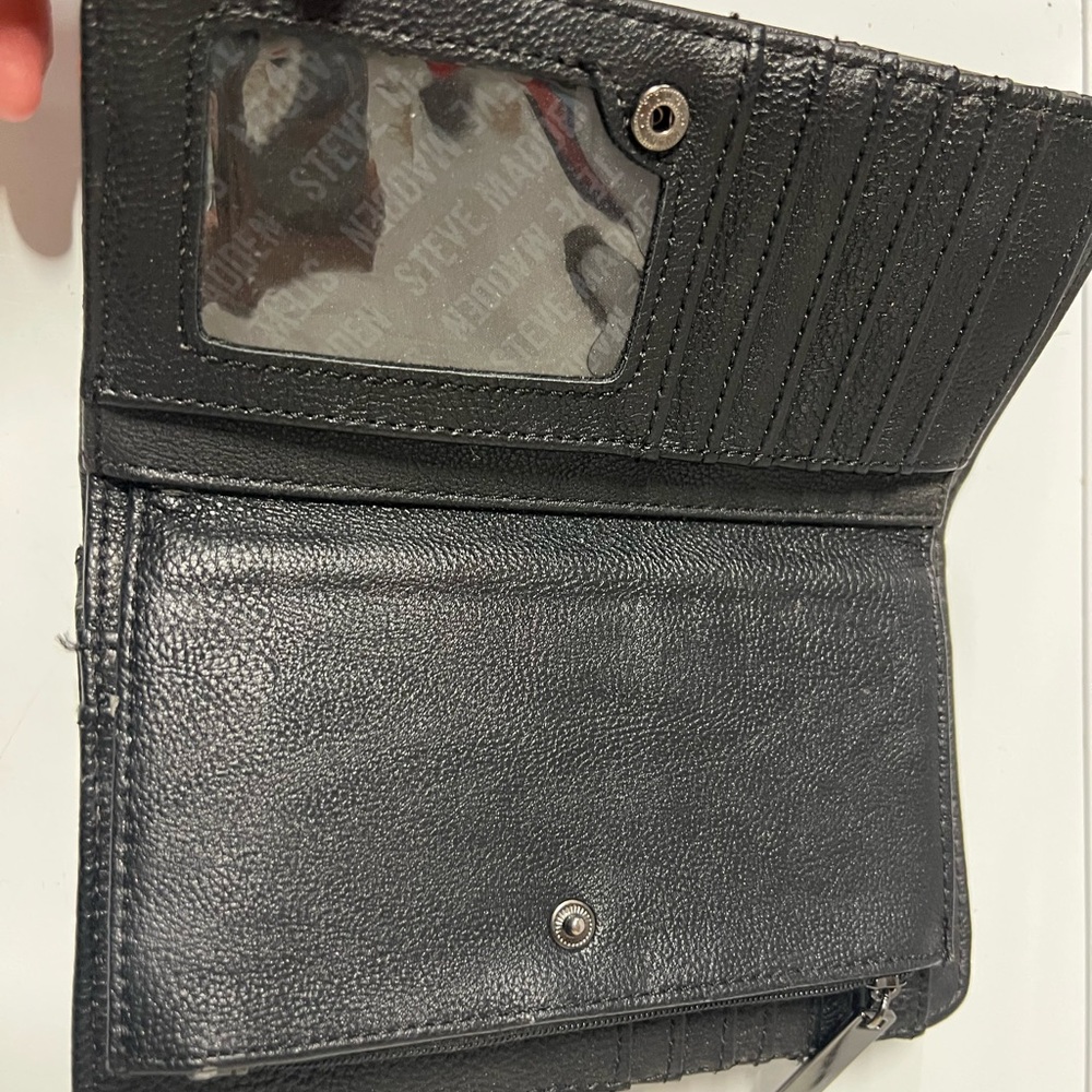 Steve Madden Black And Gray Patchwork Zip Wallet - image 2